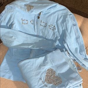 Baby blue vintage Bebe sweatsuit w/ hearts